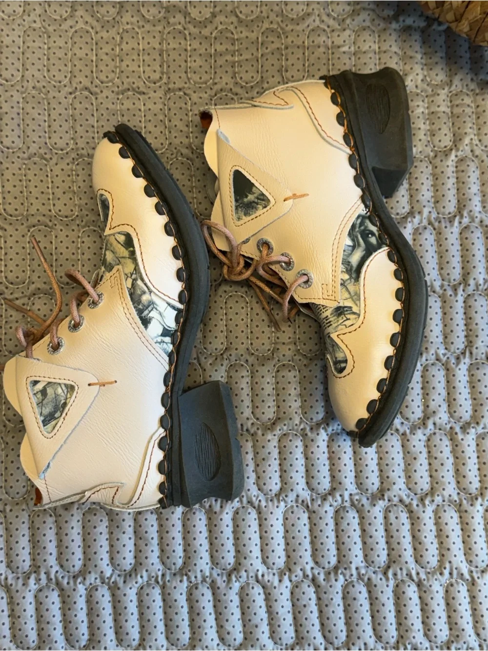 VTG Y2K Leather Ankle Boots Lace-Up Chunky Sole EU 37 / US 6.5–7